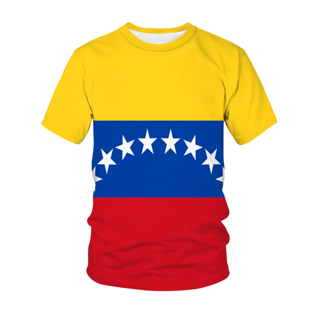 

Venezuela National Flag Pattern Same T-shirt For Men Hot-selling New Summer Women Short-sleeved T-shirt Top Shirt Children 3D