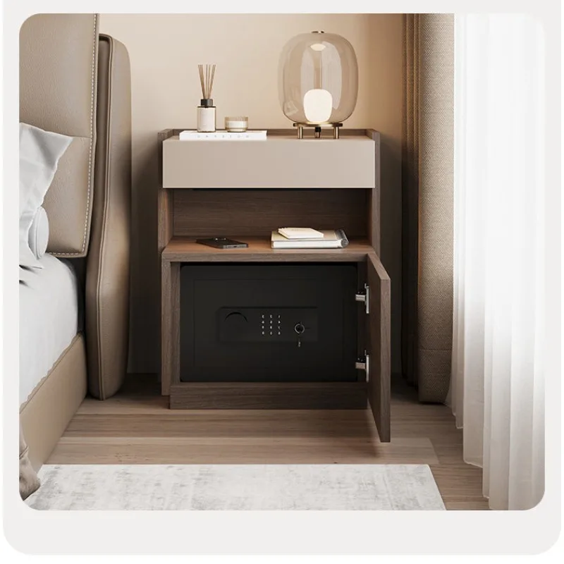 Italian minimalist solid wood smart bedside table safe integrated bedroom simple password lock bedside table minimalist customiz