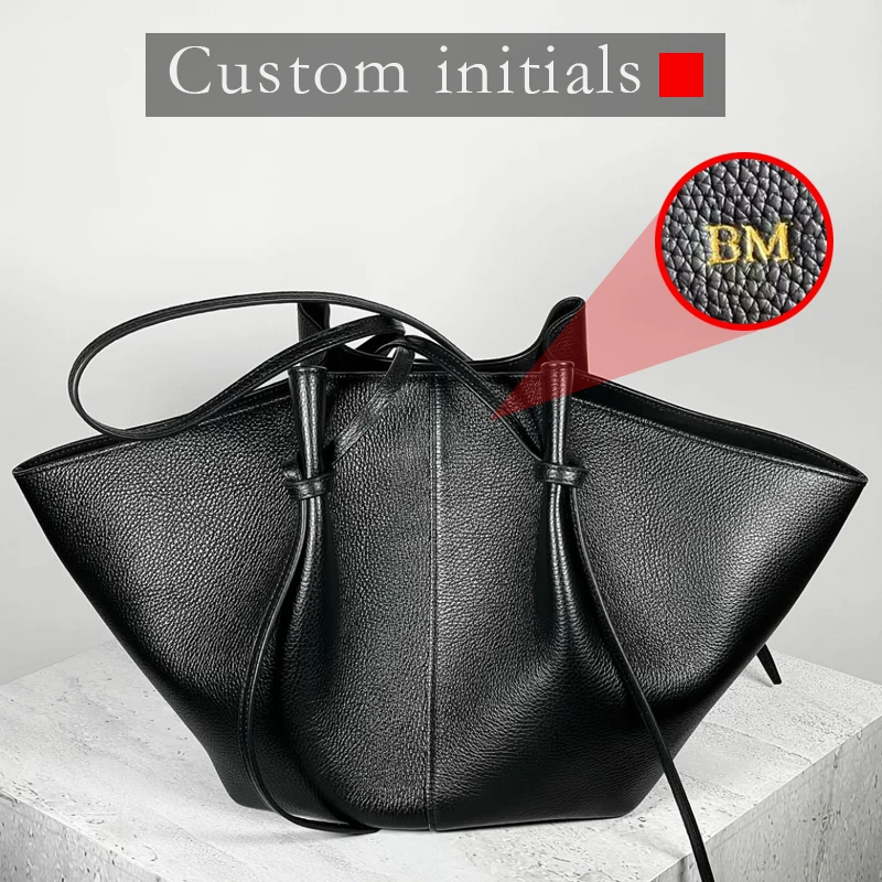 Custom Initials Large Capacity Tote Bags For Women Luxury Designer Handbag Purse 2025 New In PU Lychee Pattern Underarm Shoulder