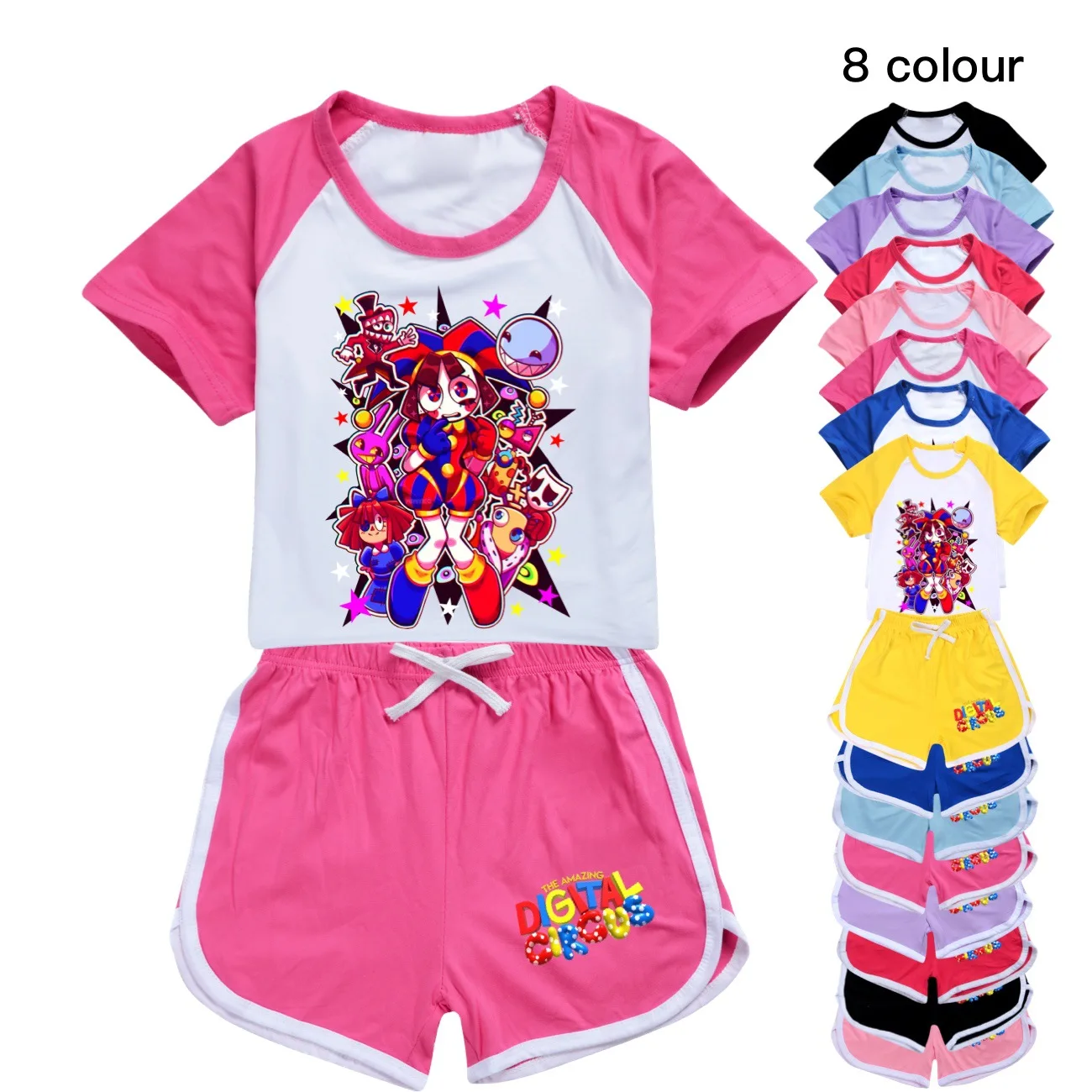 The Amazing Digital Circus Cosplay Costume 3-15 year Kids Halloween Cartoon Sports suit Outfits Cartoon T-Shirts Party Outfit