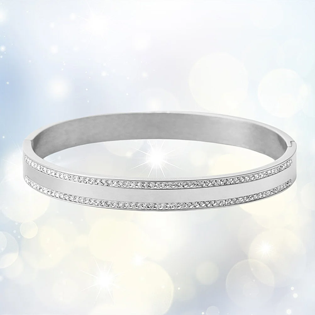 

Bracelet Fashion Rhinestone Gift European and American Stainless Steel Bangle Miss