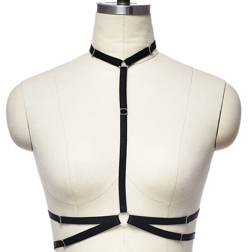 

New Punk Pastel Harness Suspender Body Cage Fetish Lingerie Elastic Harajuku Bondage Harness Adjustable Hollow Halloween Cage Br