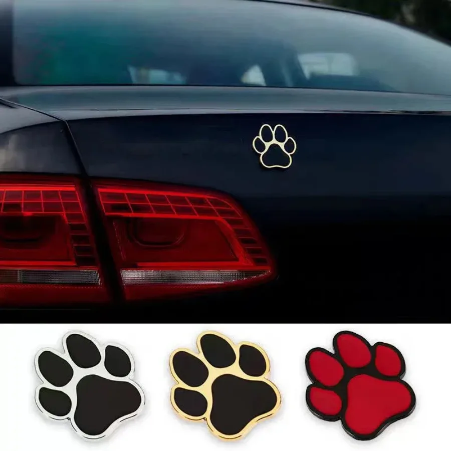 2PCS Car Sticker Paw 3D Metal Animal Badge Emblem Dog Cat Bear Foot Prints Footprint Decals Cool Design Auto Styling Accessories