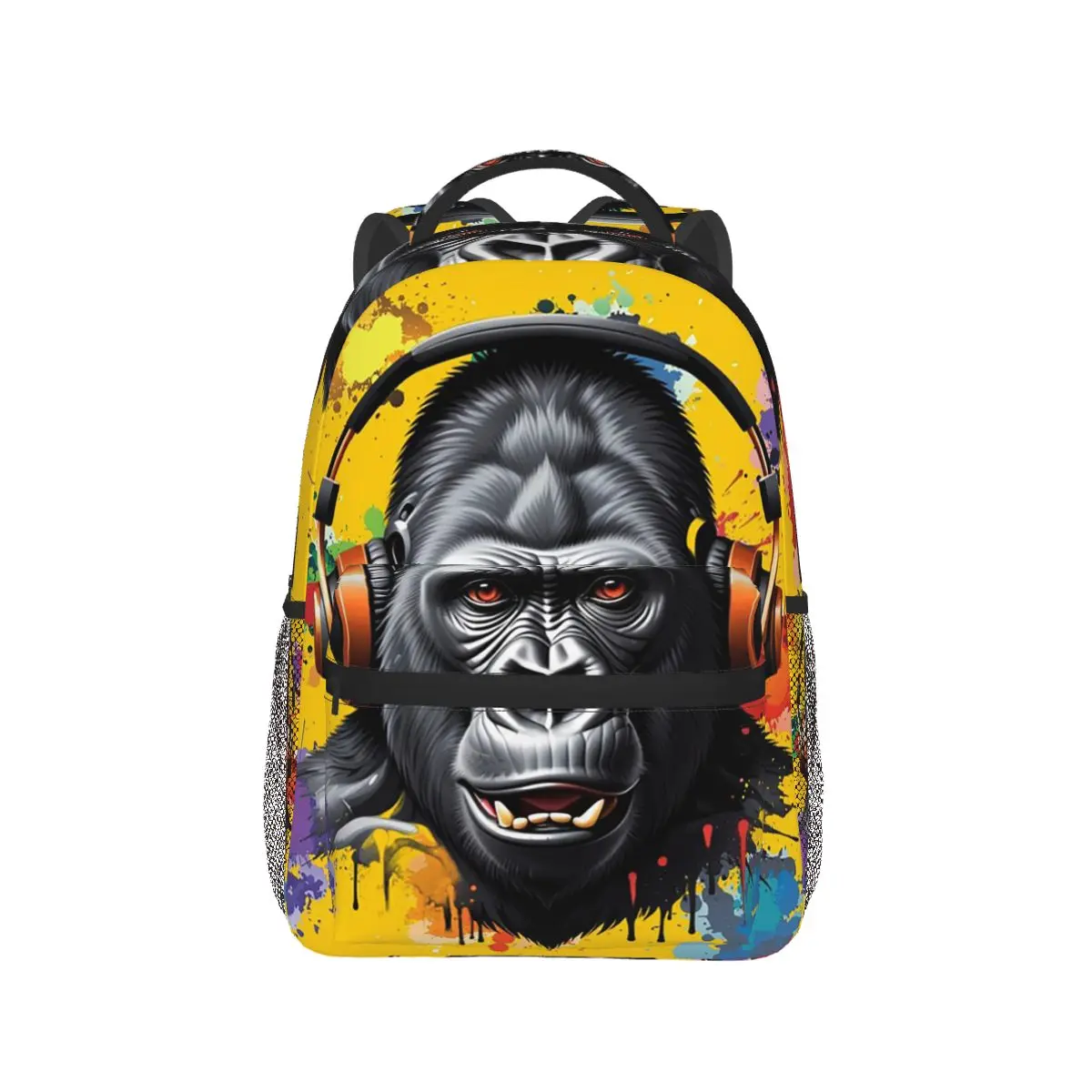 Abstract Colour DJ Gorilla Backpack Hot Sale Daypack Large Capacity Kids BookBag School Bag Shoulder Bags for Men Women