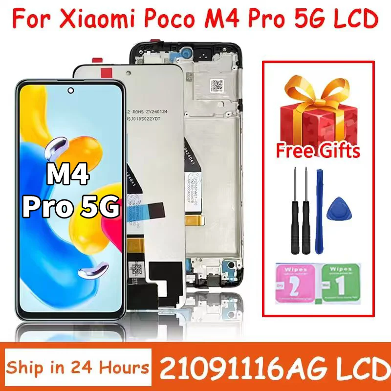 Tela LCD de Alta Qualidade de 6.6'' para Xiaomi Poco M4 Pro 5G, Painel Touch Screen Digitizer para Pocophone M4Pro 5G LCD 21091116AG