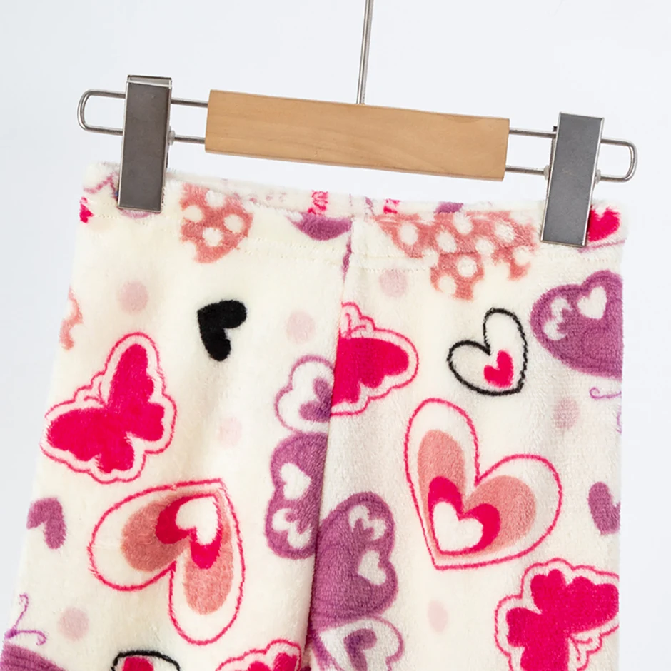 2-teiliges Kinder-Herbst-/Winter-Flanell-Modedruck-Set für Mädchen, herzwarmendes Rundhals-Top, T-Shirt, weiche Fleece-Hose für Jungen – Detail 12