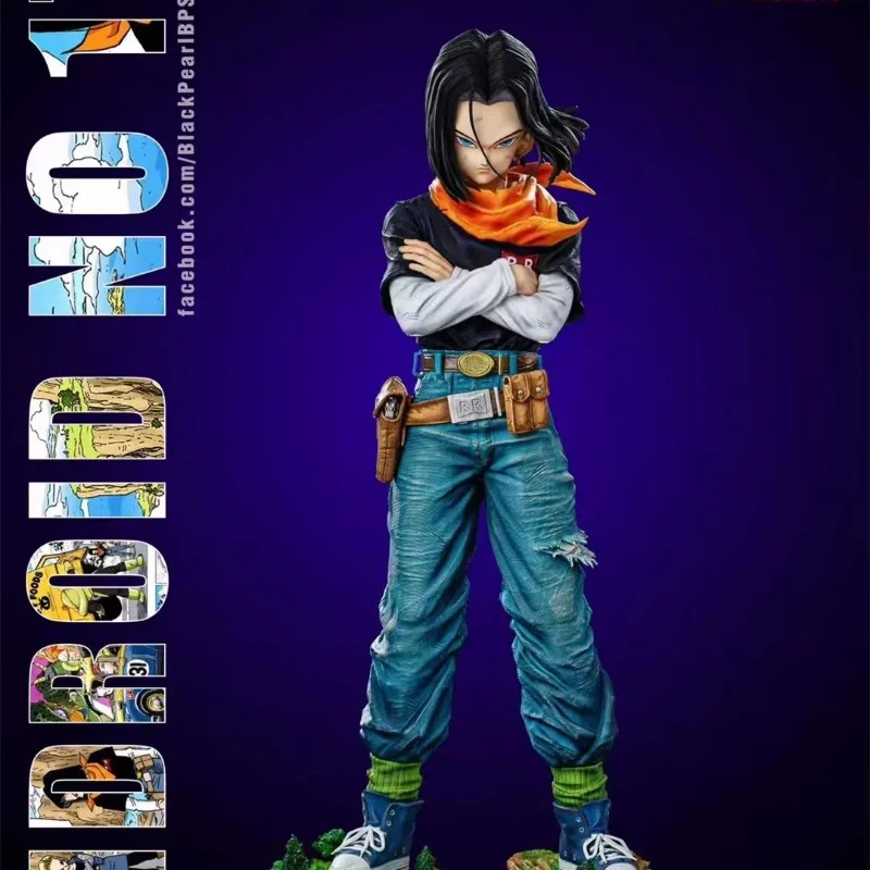 29cm Dragon Ball Anime Figure Black Pearl Android 17 Figure Replaceable Half-Body Figure Statue Decoration Toy Christmas Gifts