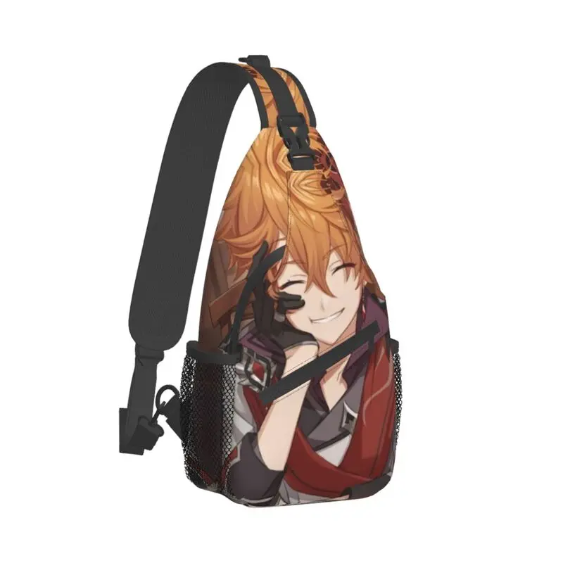 Mochila informal Tartaglia Genshin Impact Sling Bag para ciclismo, Camping, juego de Anime, bandolera para el pecho, mochila de hombro para hombre