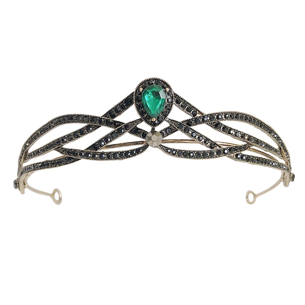 قطعة واحدة من أغطية الرأس على شكل تاج غطاء رأس أنيق لحفلات الزفاف للنساء من حجر الراين على شكل تاج إكسسوار