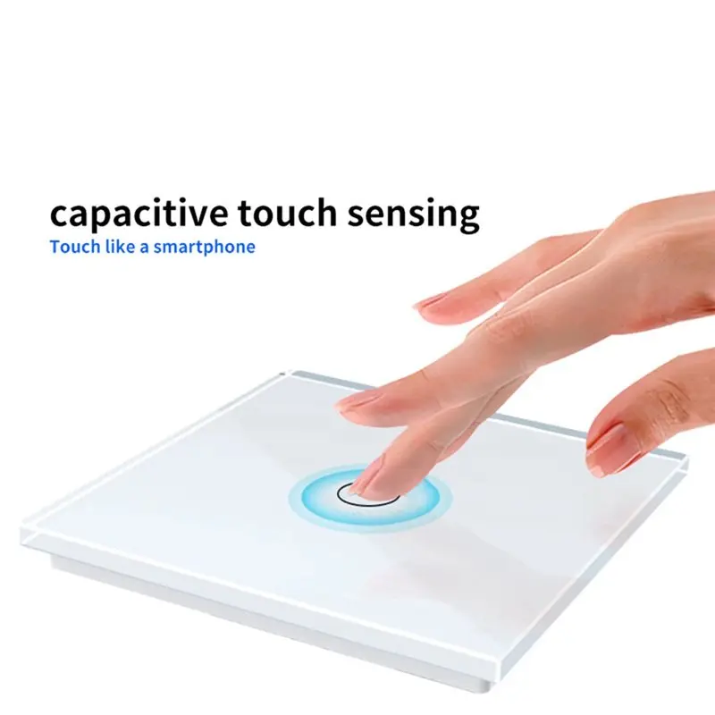 A36T-الأوروبية AC100-240V الزجاج الأسود الأبيض اللمس لوحة التبديل الجدار ضوء الاستشعار زر عصابة 10A مقاطعة (الاتحاد الأوروبي) الاتحاد الأوروبي التوصيل