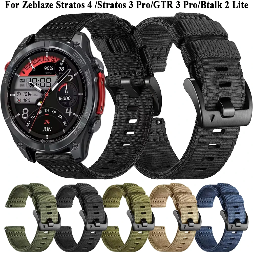 22mm Canvas Watch Strap For Zeblaze Stratos 4/3Pro Bracelet GTR 3 Pro/Btalk 2 Lite/Beyond 3 Pro/Vibe 7 Pro/Btalk 3 Pro Wristband