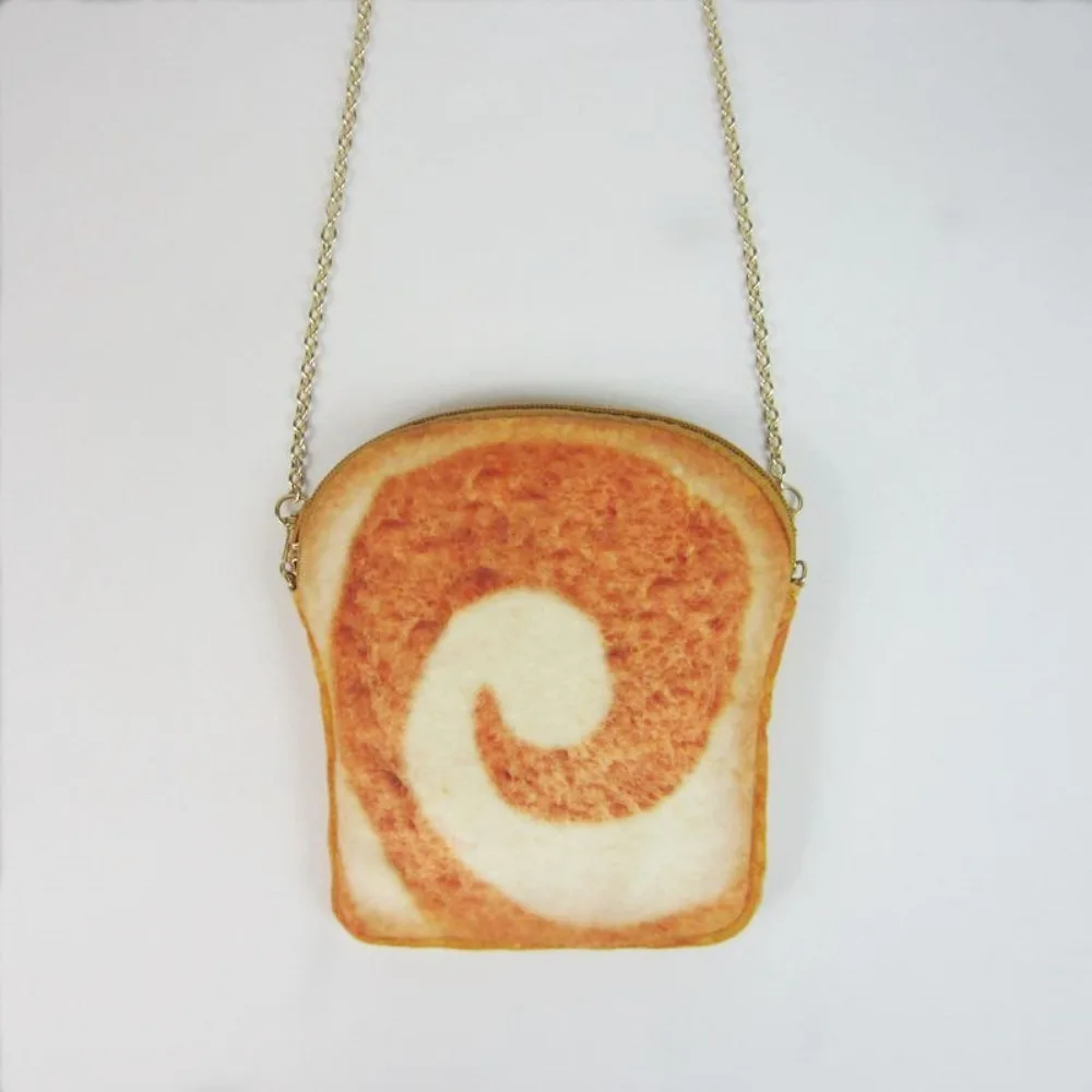 

Strawberry Toast Sliced Toast Bag Chocolate Roll Storage Fried Eggs with Bacon Toast Bag Zipper Plush Bread Crossbody Bag Girls