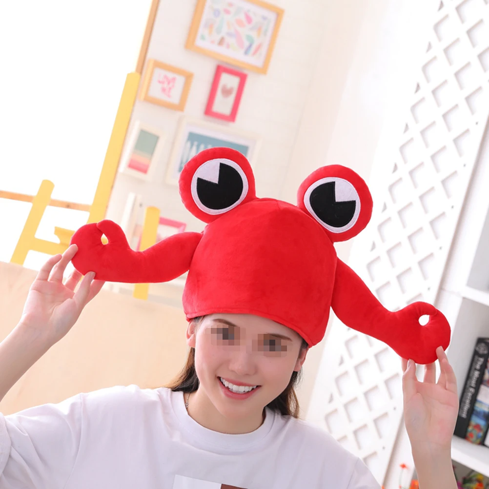 

Crab Big Eyes Funny Costume Props Cap Soft Warm Funny Headwear Winter Cosplay Headwear Party Photo Holiday Gift