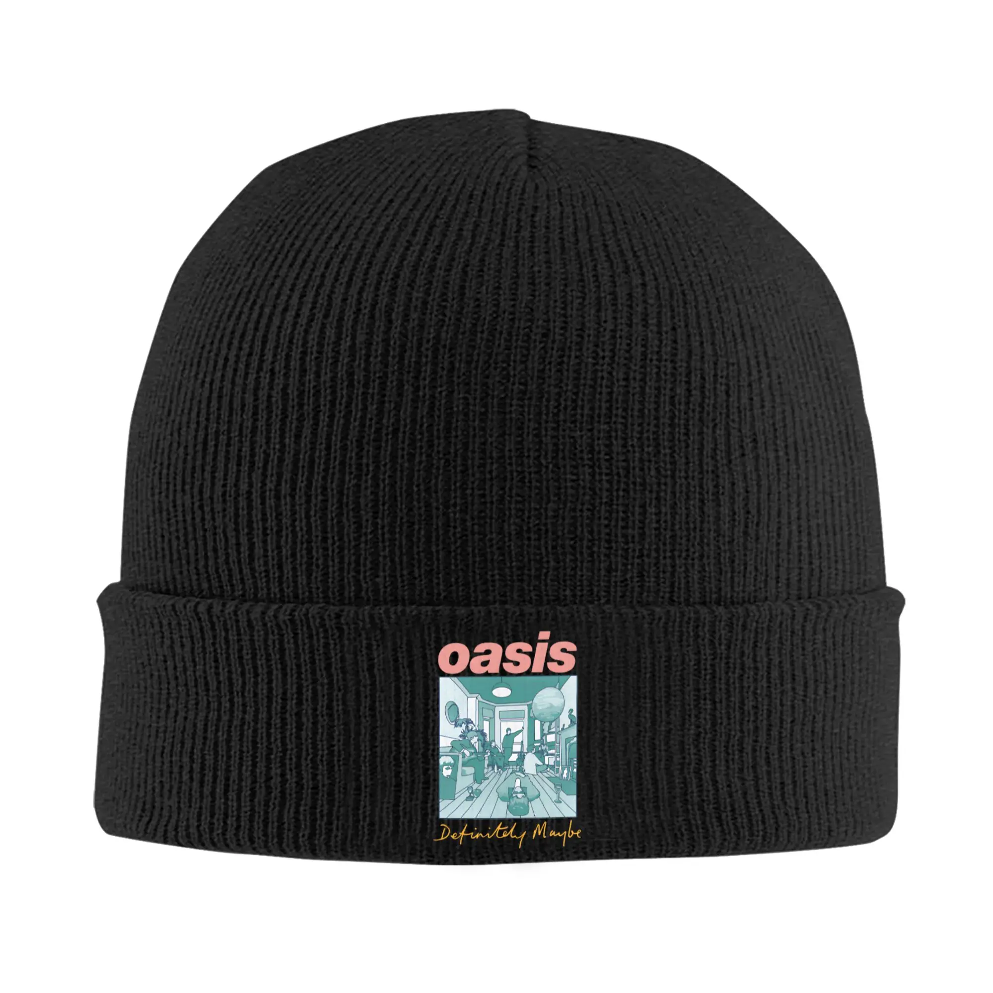 Definitely Maybe Artwork Band Knitted Hat Women's Men's Skullies Beanies Winter Hats Acrylic O-Oasis Crochet Melon Cap