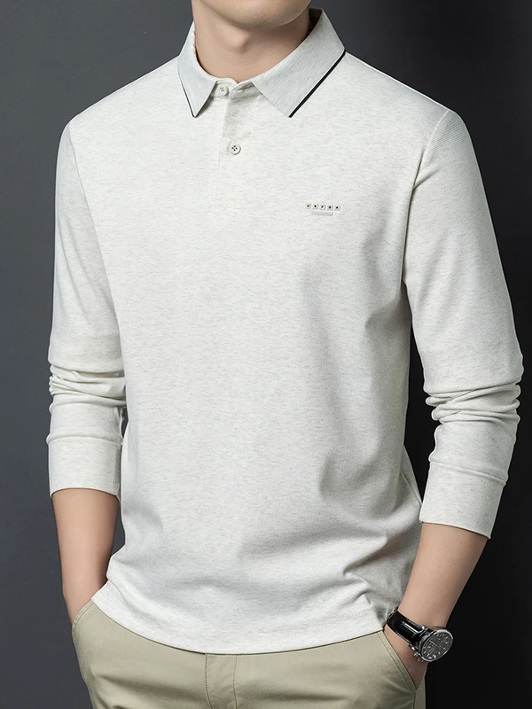 Camiseta Masculina de Manga Longa para Outono, Casual, Gola Alta, Cor Pura, Blusa Interna, Slim Fit, para Homens de Meia-Idad...