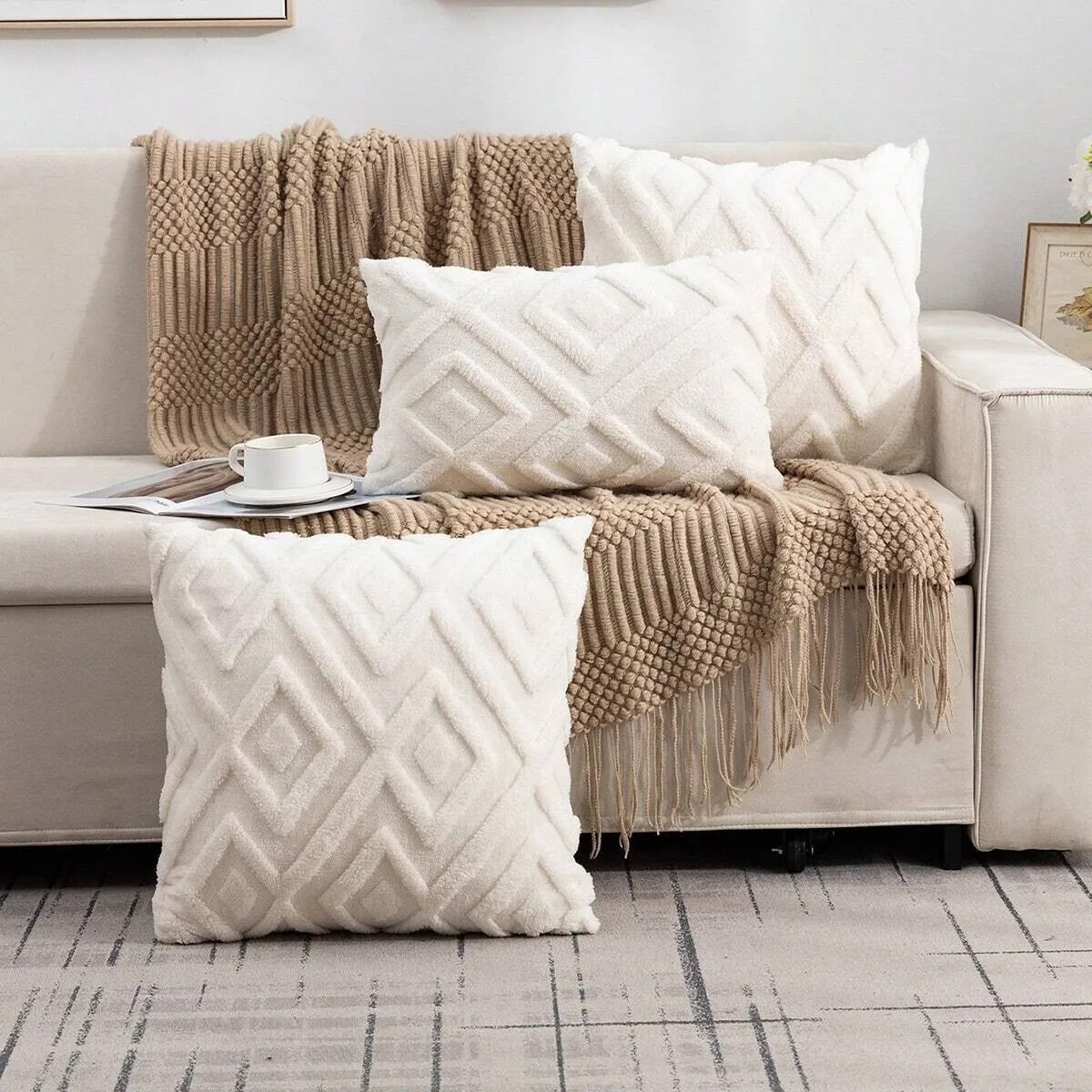 30x50 40x40 45x45 50x50cm Soft Faux Fur Throw Pillow Covers With Insert  Plush Short Wool Velvet Decorative Throw Pillows