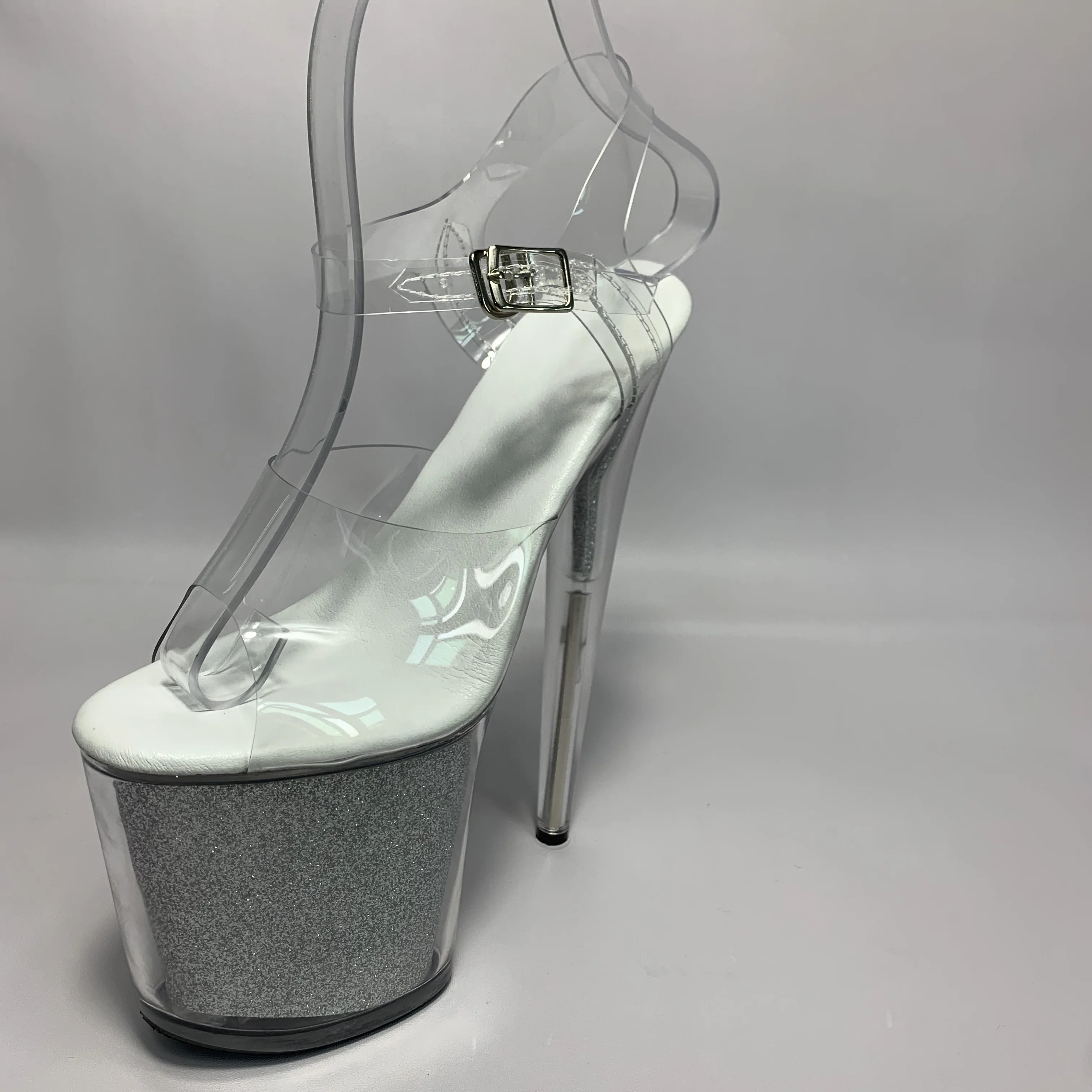 Shiny, transparent 20cm high heels, party pole dancing, 8-inch crystal wedding dance shoes