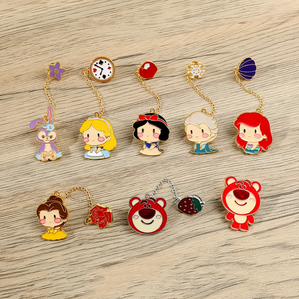 Kawaii Cartoon Princess Series Brooch Disney Snow White Metal Badge Ariel StellaLou Lotso Anime Enamel Pin Girl Birthday Gift