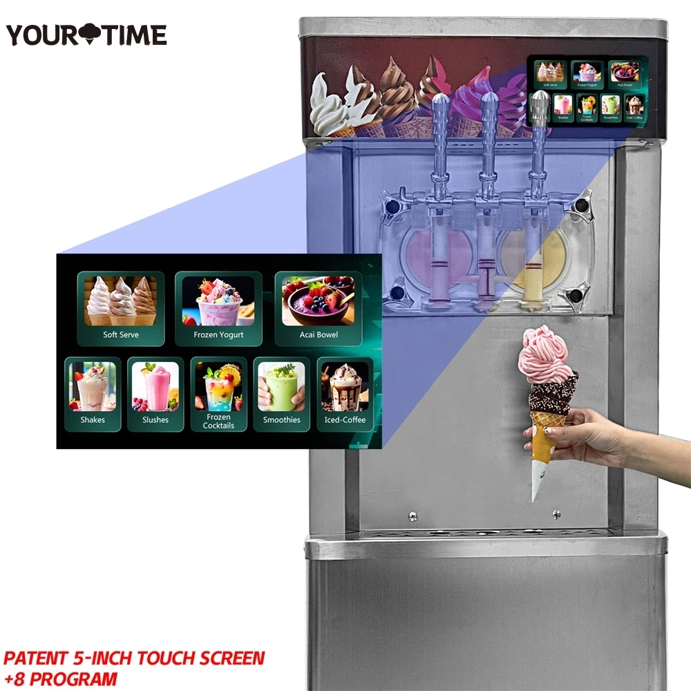 Yourtime-máquina comercial de helado suave, cono de acero inoxidable, Yogur helado, servicio suave, máquina para hacer helado