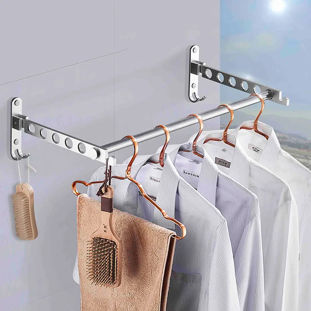 

Wall Mounted Clothes Drying Rack Aluminum Alloy Foldable Portable ganizer Wardrobe Home Storage Saving Swing 90