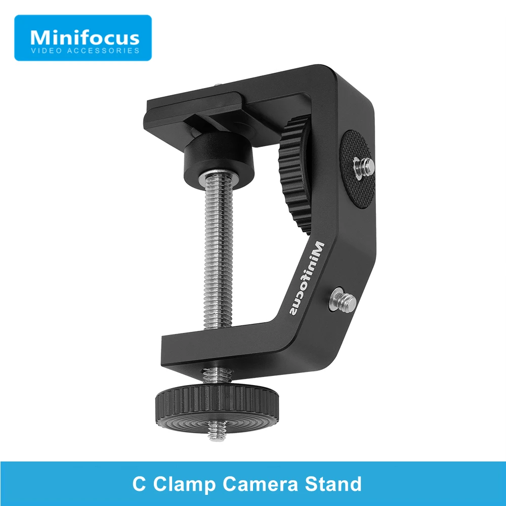 Camera C-Clamp Multifunctional Aluminum Alloy C Clamp Desk Mount Stand with 1/4 Inch Screw for DSLR Microphone Video Light Stand