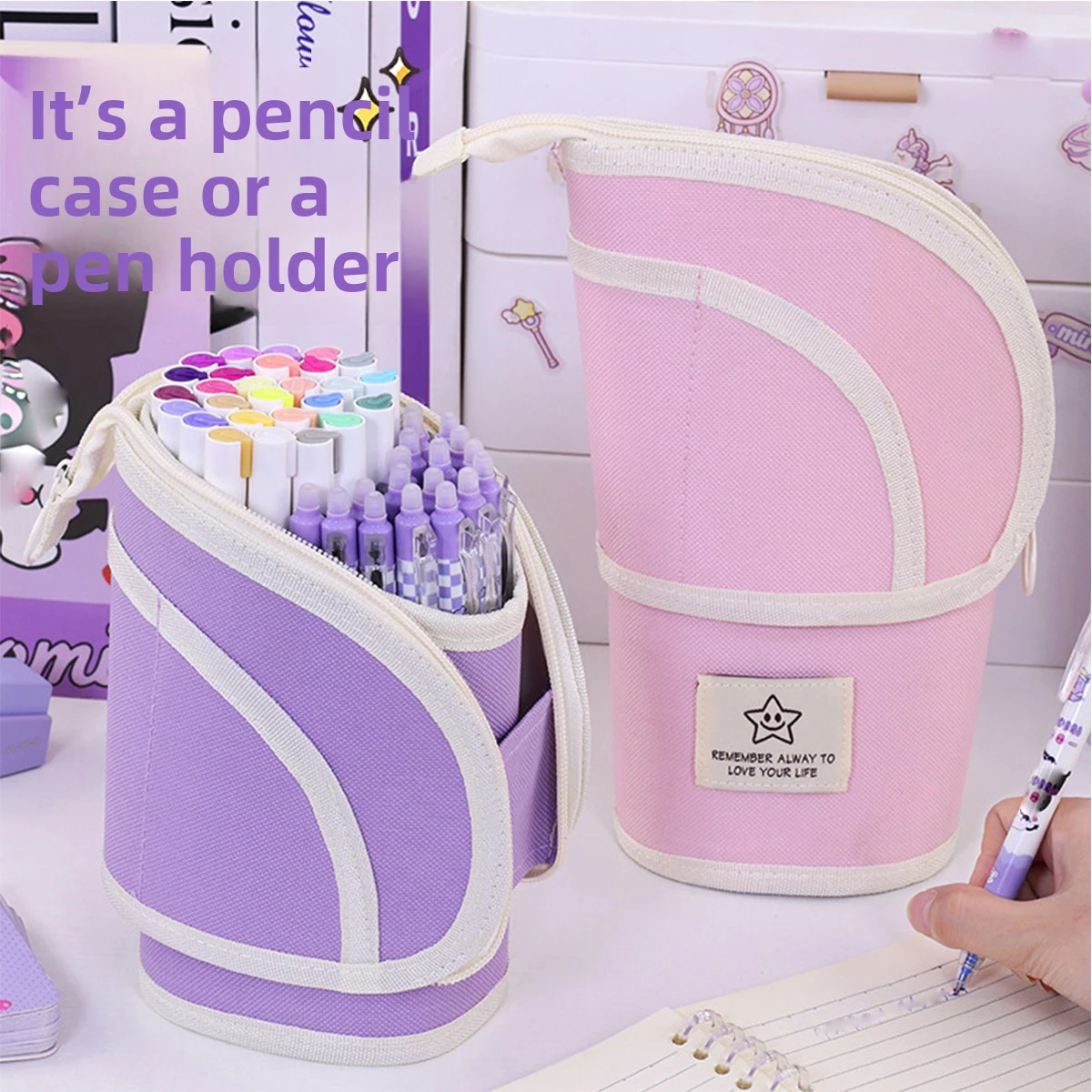 Creative Student Expandable Pen Holder Large Capacity Office Desktop Pencil Storage Box Stationery Organizer Oxford Bag
