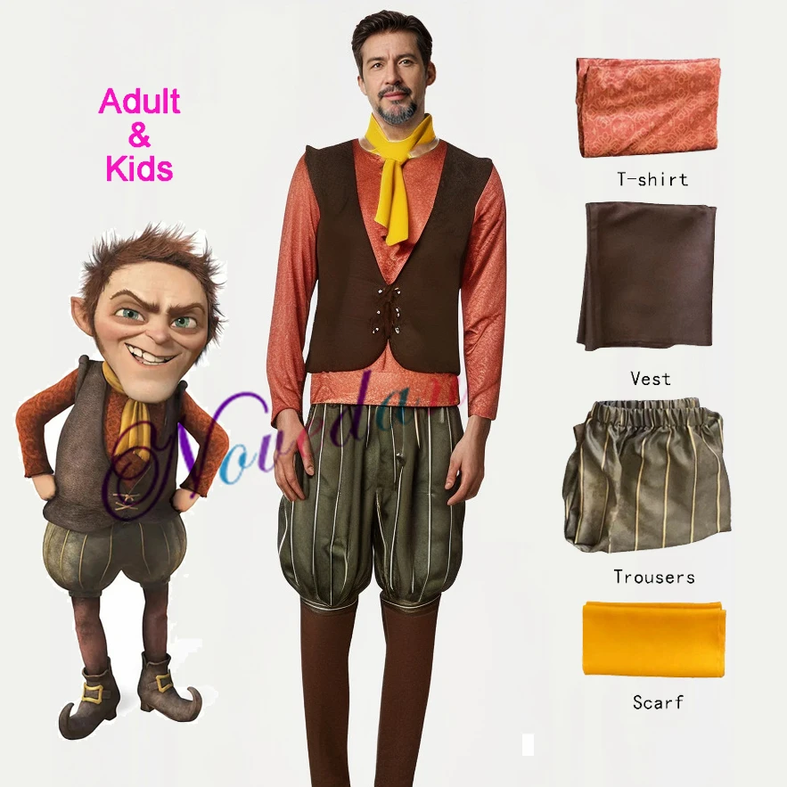 Monster Rumpelstiltskin Shrek Costume Adult Women Men Movie Anime Cosplay King Dwarf Captain Costume Kids Roleplay Outfit Suit