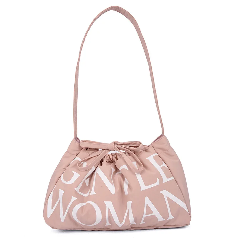 Women Shoulder Bags Tote Bag Drawstrings Bag Pleated Bubbles Cloud Shoulder Bags Letter Letter Printing Dumpling Bag 2024