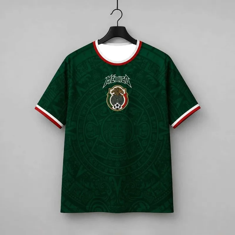 2026 Mexiko Fußballtrikot Herren T-Shirt mit Azteken-Totem-Print - Geeignet für Männer und Frauen - Speziell für Fans Entworfen – Detail 3