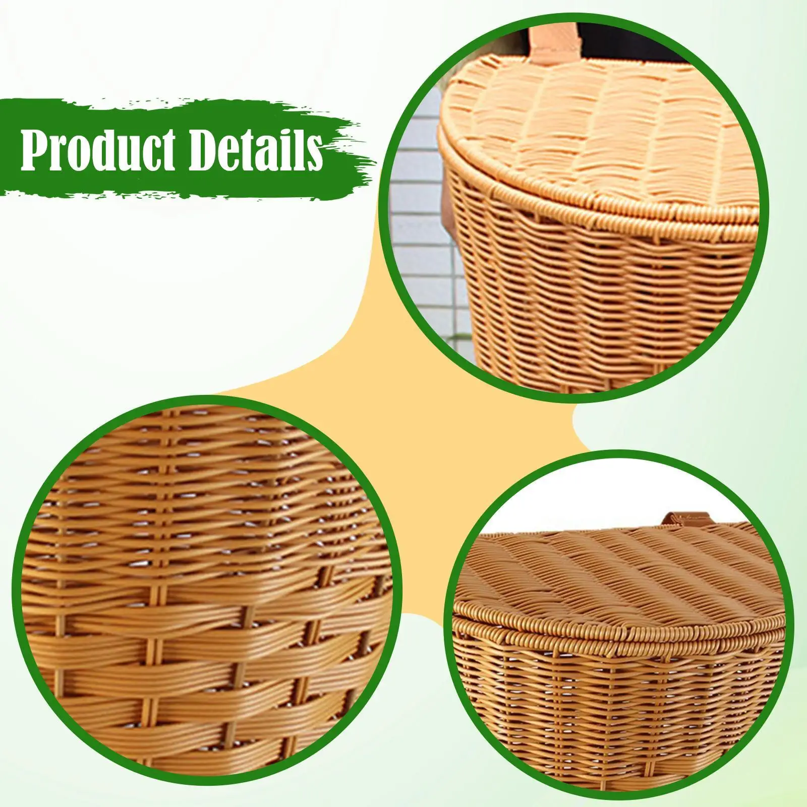 PP Rustic Basket Backpack with Lid Tea Leaves Picking Basket Accessories view 5