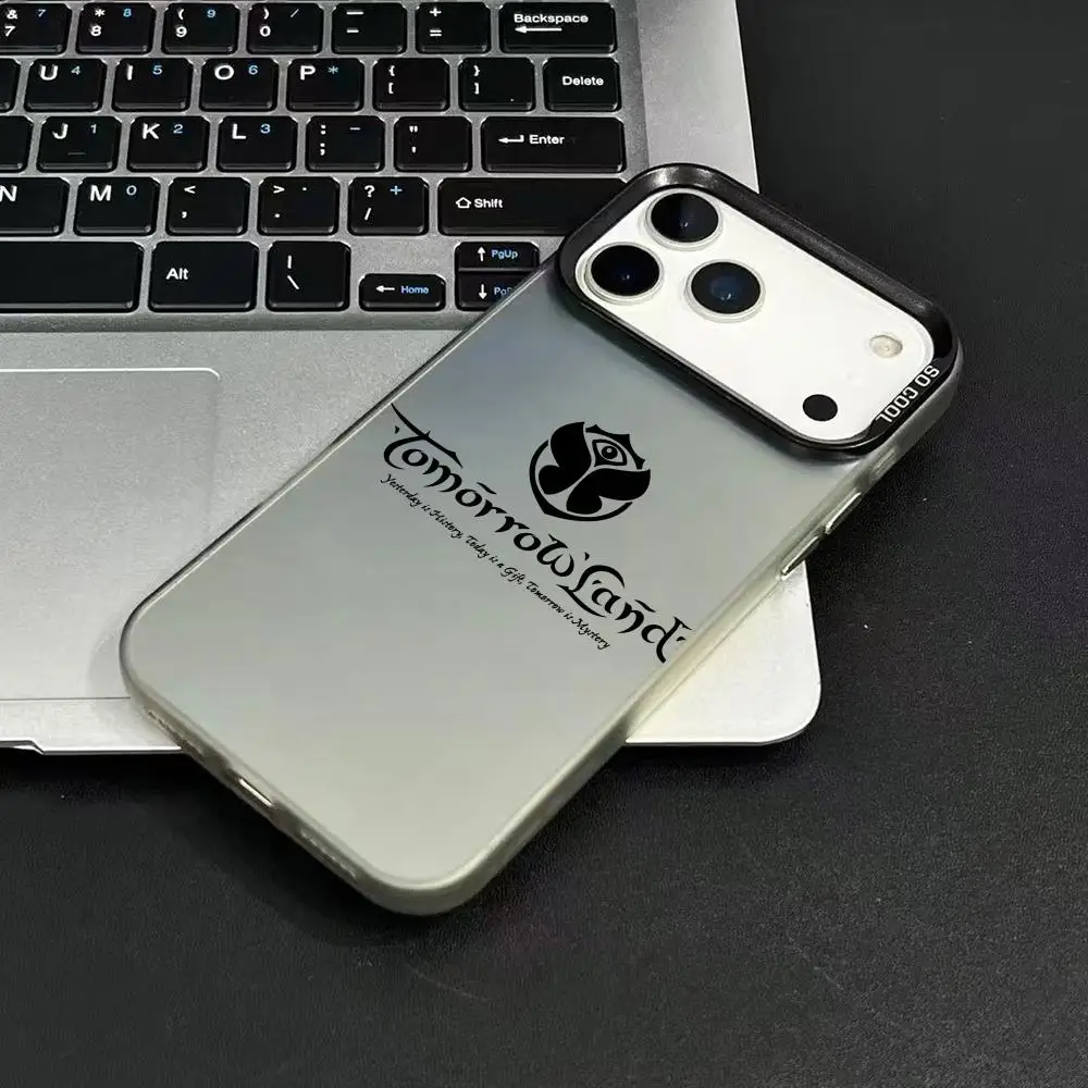 Custodia per telefono Festival musicale T-TomorrowlandS per iPhone 17 16 15 14 13 12 11 Pro Max Nero Viola Opaco Laser Metallico Aurora Funda
