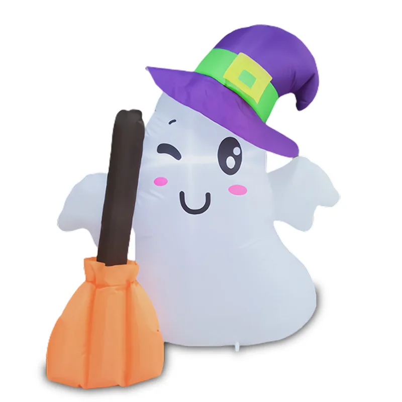 Halloween Magische Hoed Spook Bezem LED Opblaasbare Tuin Decoratie Terroristische Rekwisieten Skelet Heks Thema Tuinornamenten