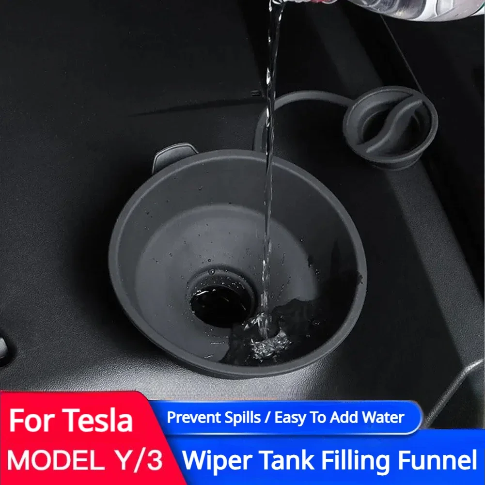 For Tesla Model 3 Y Car Windshield Wiper Water Tank Filling Funnel Liquid Refilling Tool Leakproof Modification Accessories