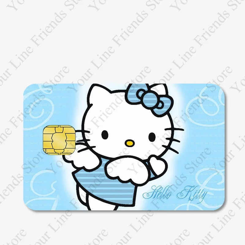 Kawaii sanhos Anime Hello Kittys Kuromi Melody Kirby carta di debito di credito adesivo pellicola copertura impermeabile della pelle per grande piccolo Chip