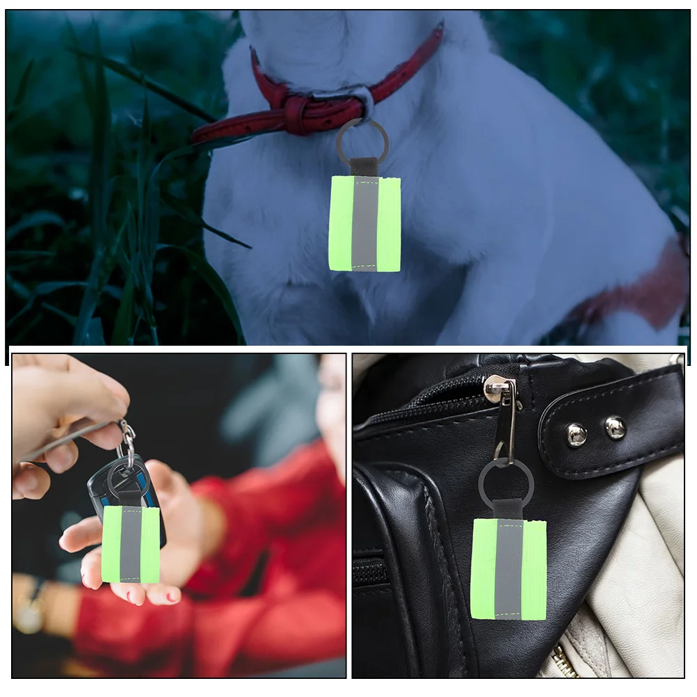 8 Pcs Reflective Keychain Reflector Tags Visible Zipper Safety Gear for Night Rucksack Pull