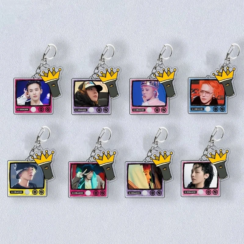 2Pcs/Set KPOP BIGBANG G-DRAGON New Album POWER Acrylic Keyring High Quality INS Style Backpack Pendant Keyrings GD Birthday Gift