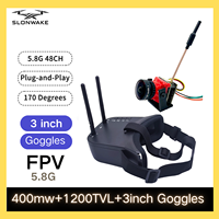 SLONWAKE 5.8G 48CH FPV 400mw VTX with 1200TVL Camera 3inch Monitor for Racing Drones RC Cars Model Aircraft Fixed-Wing Drone Acc