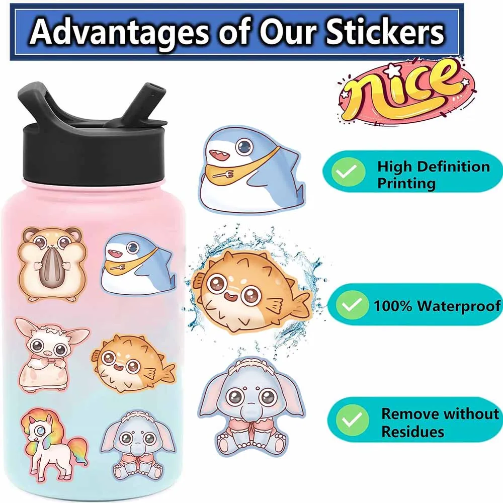 50Pcs Cartoon Big Eyes Animal Group Graffiti Stickers For Snowboard Laptop Luggage Car Fridge DIY Styling Vinyl Sticker