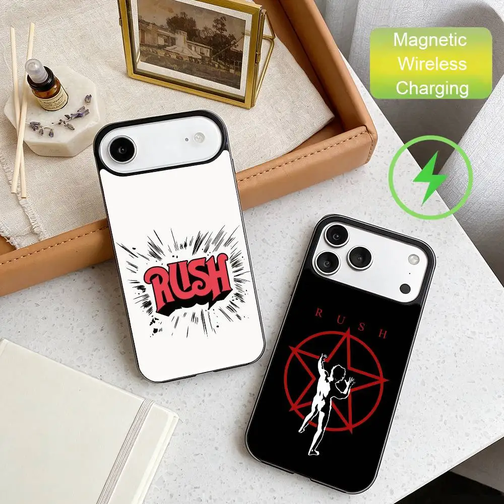 

Rush Rock Band Logo Phone Case For iPhone17,16,15,14,13,12,Wireless charging protective case soft cover