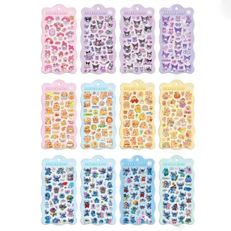 

24/48 шт. Sanrio Stitch Capybara 3D наклейки милая мелодия скрапбук DIY дневник декоративная уплотнительная наклейка альбом наклейка этикетка