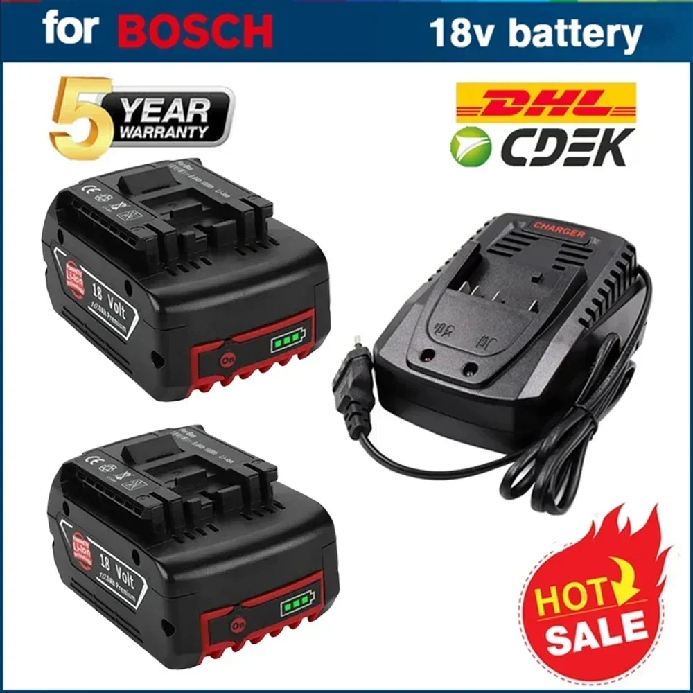 

18V Battery 10Ah For Bosch Electric Drill 18 V Rechargeable Li-ion Batteryies BAT609 BAT609G BAT618 BAT618G BAT614 + 1 Charger