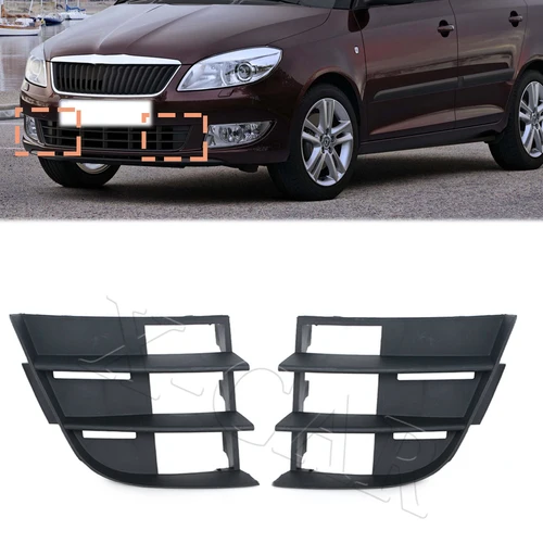 Imagen 1 del producto Para Skoda Fabia 2011 2012 2013 2014 izquierda derecha parachoques inferior delantero de coche cubierta de ventilación de rejilla pequeña accesorios de cubierta de luz antiniebla delantera