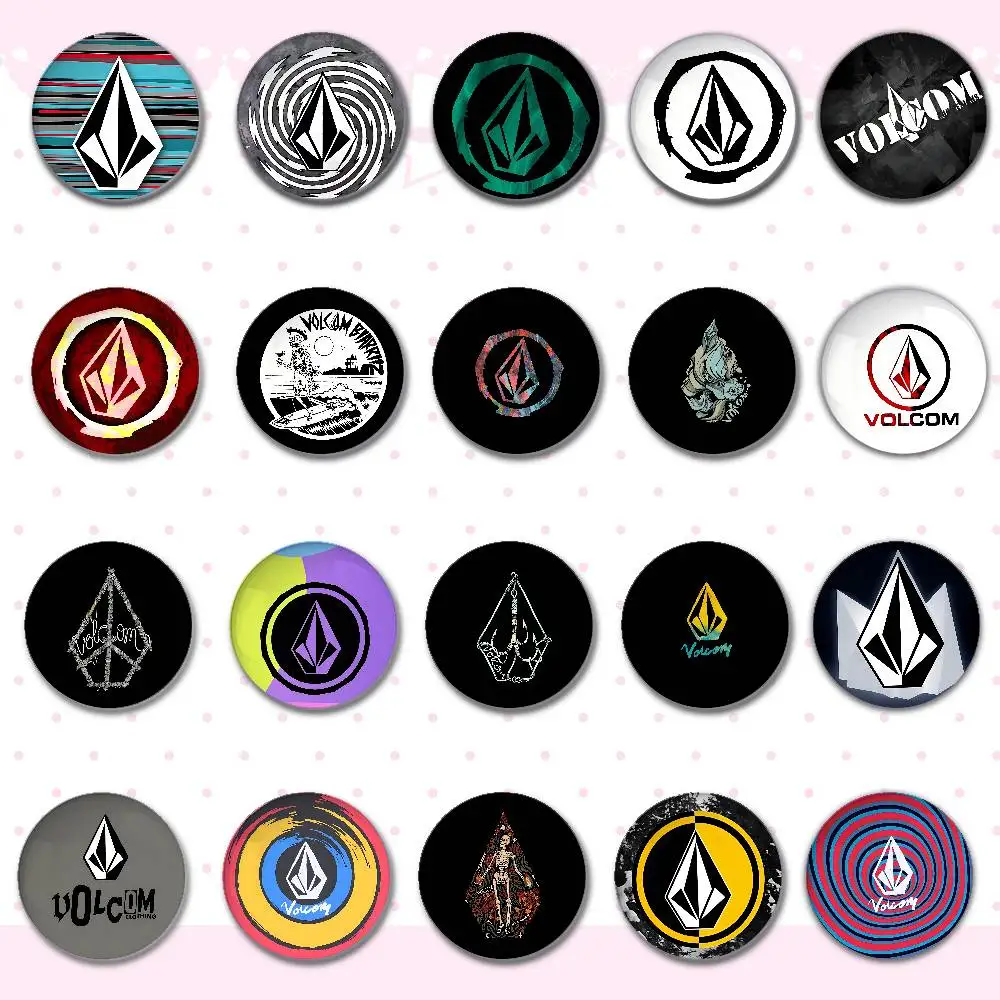 Cultural Youth V-Volcom Mode-Abzeichen, runde Brosche, niedliche Cartoon-Idol-Cosplay-Abzeichen, DIY-Rucksack, Kleidung, Schmuck, Anstecknadeln