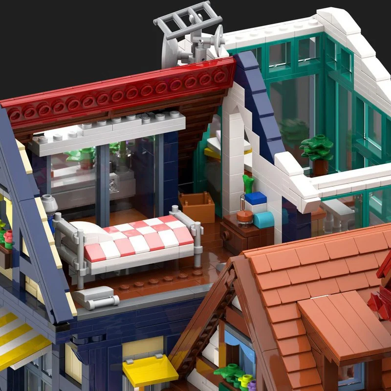 6728 قطعة MOC Terraced نصف Timbered منزل نموذج كوميدي اللبنات البناء لتقوم بها بنفسك التعليم هدايا عيد الميلاد لعبة الطوب للأطفال #3