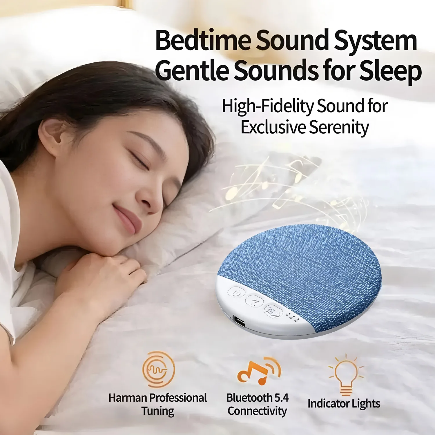 Bluetooth Pillow Speaker Wireless Sleep Music Player Under Pillow White Noise Machine Stereo Timer Auto-Off for Insomnia