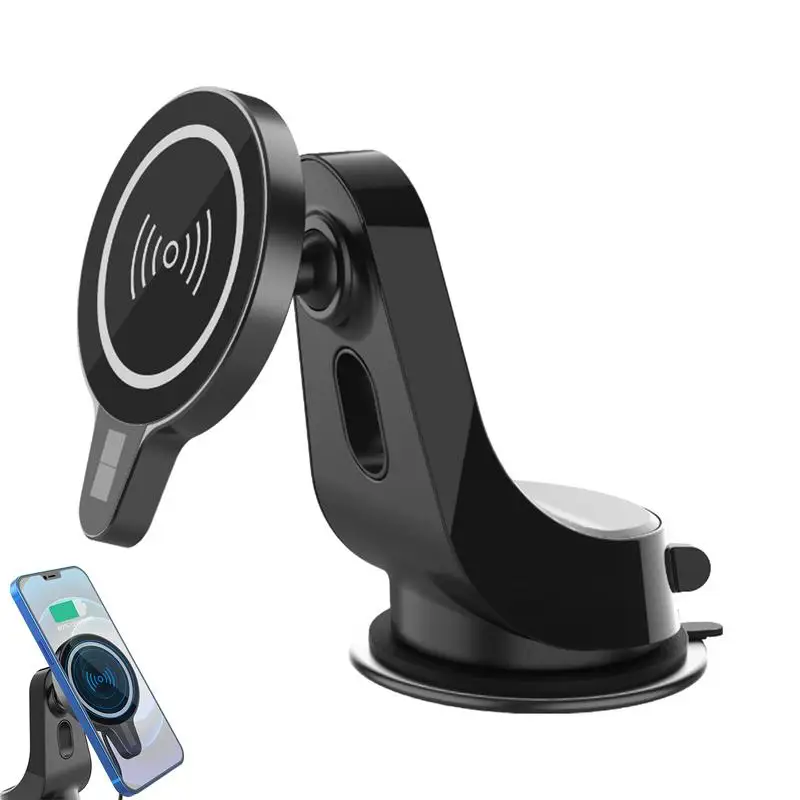 Car Magnet Phone Mount Charger 15W Car Phone Mount Wireless Magnetic Charger 360 Degree Rotating Universall Smartphone Bracket