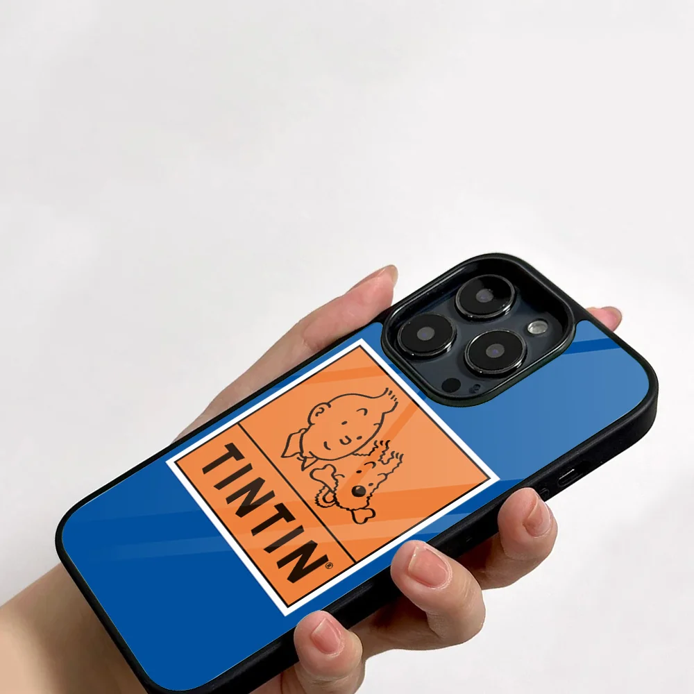 Comic Adventure T-Tintins Phone Case For IPhone 11 12 13 14 15 16 Plus Pro Max Mirror Acrylic PC TPU Cover