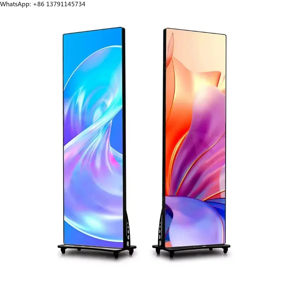 

HD Floor Standing Digital LED Poster Screen Indoor Seamless Splicing Portable Advertising Player Size 640X1920mm