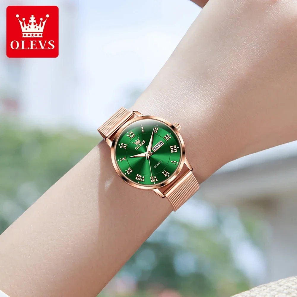 OLEVS-Montre à quartz étanche pour femme, montres-bracelets originales, marque supérieure, mode de luxe, cadeaux élégants