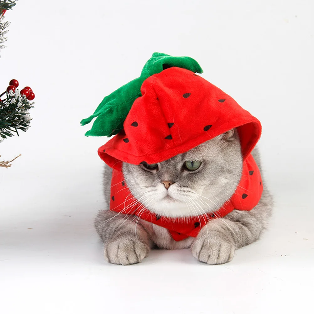 

Funny Pet Strawberry Costume for Small Dogs Chihuahua Pomeranian Poodle Cat Adorable Halloween Apparel Photography Prop